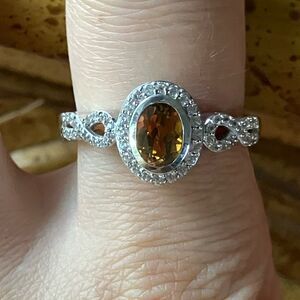 Genuine Orange Mystic Topaz Sterling Silver Halo Ring Size 9